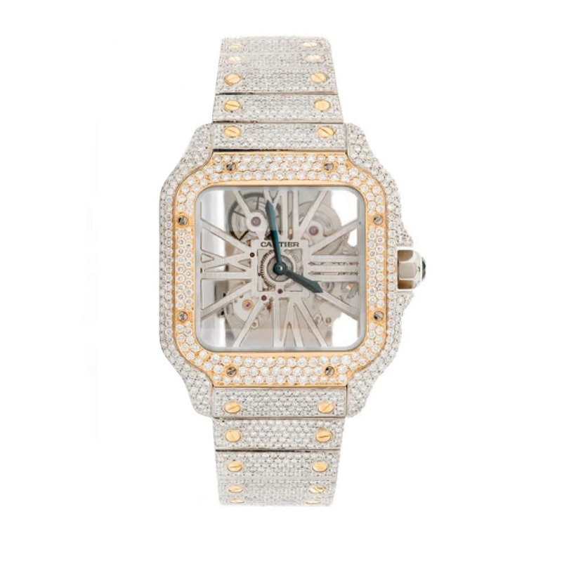 Diamond Set -  Skeleton 40mm - 2 Tone Yellow Gold Stainless Steel