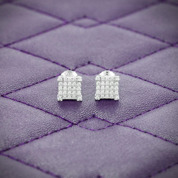 VVS 6MM Moissanite Square Cluster Stud Earrings Screw Back