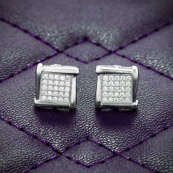 VVS 8MM Stud Moissanite Square Cluster Earrings Screw Back