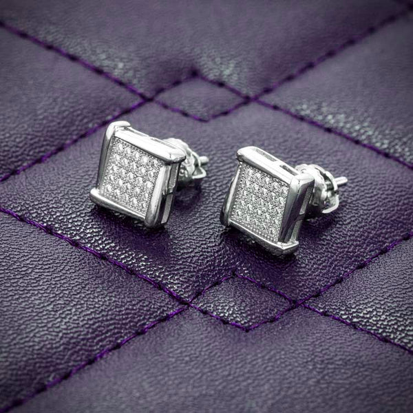 VVS 8MM Stud Moissanite Square Cluster Earrings Screw Back