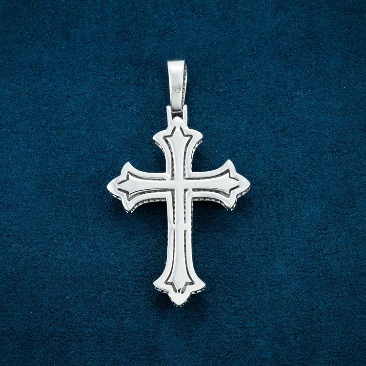 Moissanite Cross Pendant 14K White Gold