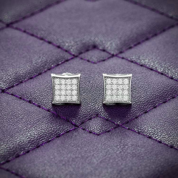 VVS 7MM Square Moissanite Stud Earrings Screw Back