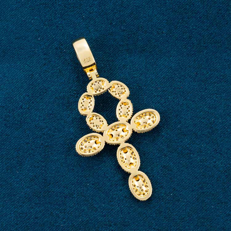 Moissanite Ankh Pendant 14K Yellow Gold