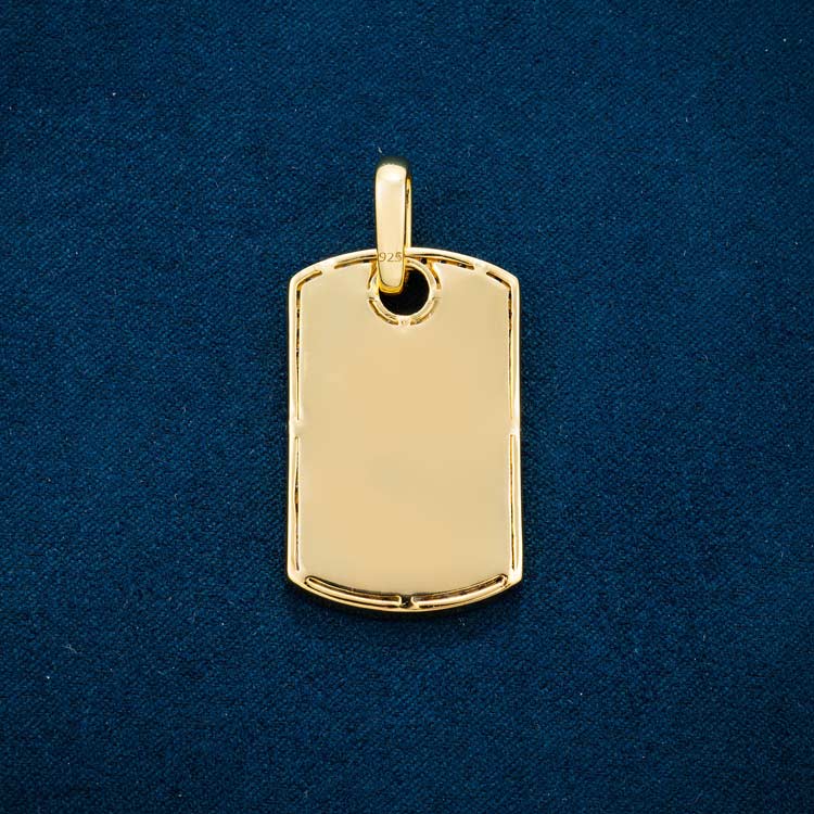 Moissanite Dog Tag Pendant 14K Yellow Gold