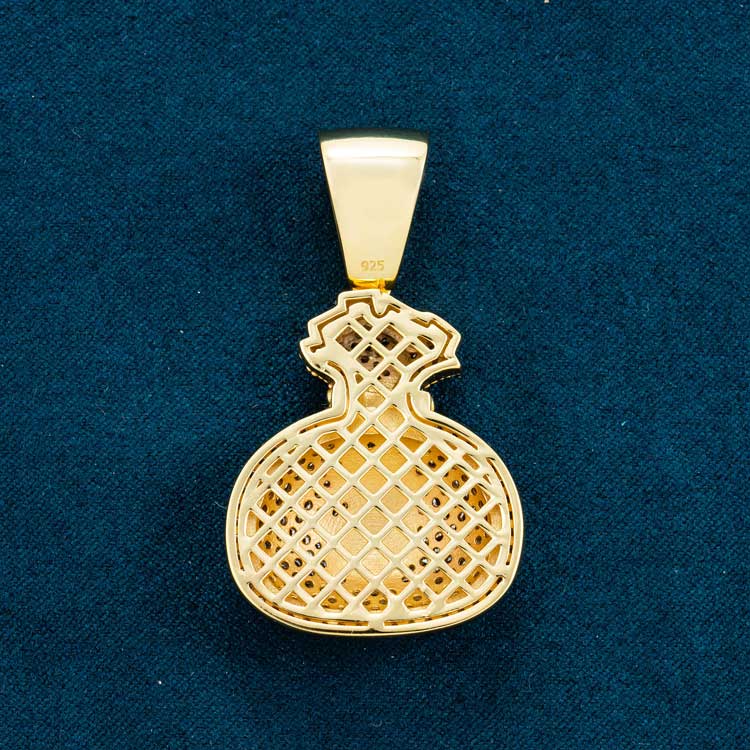 Moissanite Money Bag Pendant 14K Yellow Gold