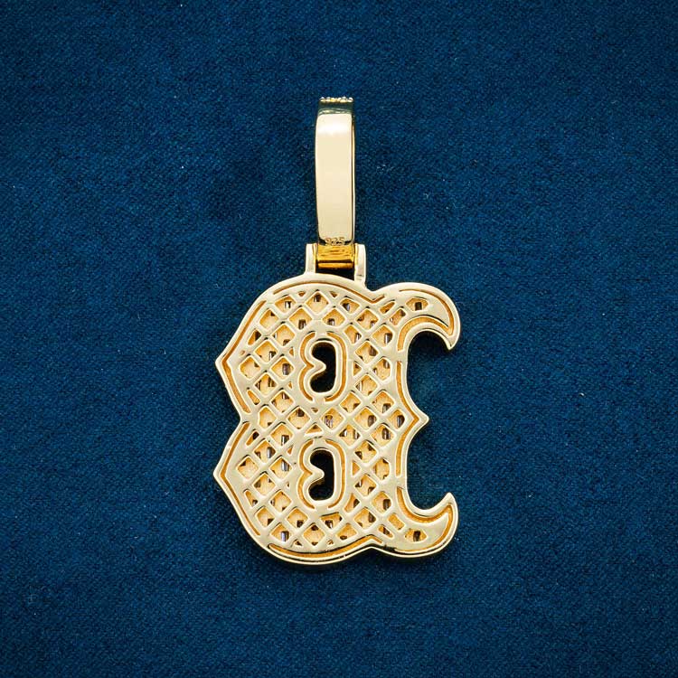 Moissanite Letter "B" Pendant 14K Yellow Gold