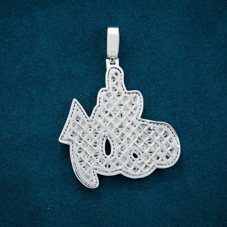 Moissanite Allah Pendant 14K White Gold